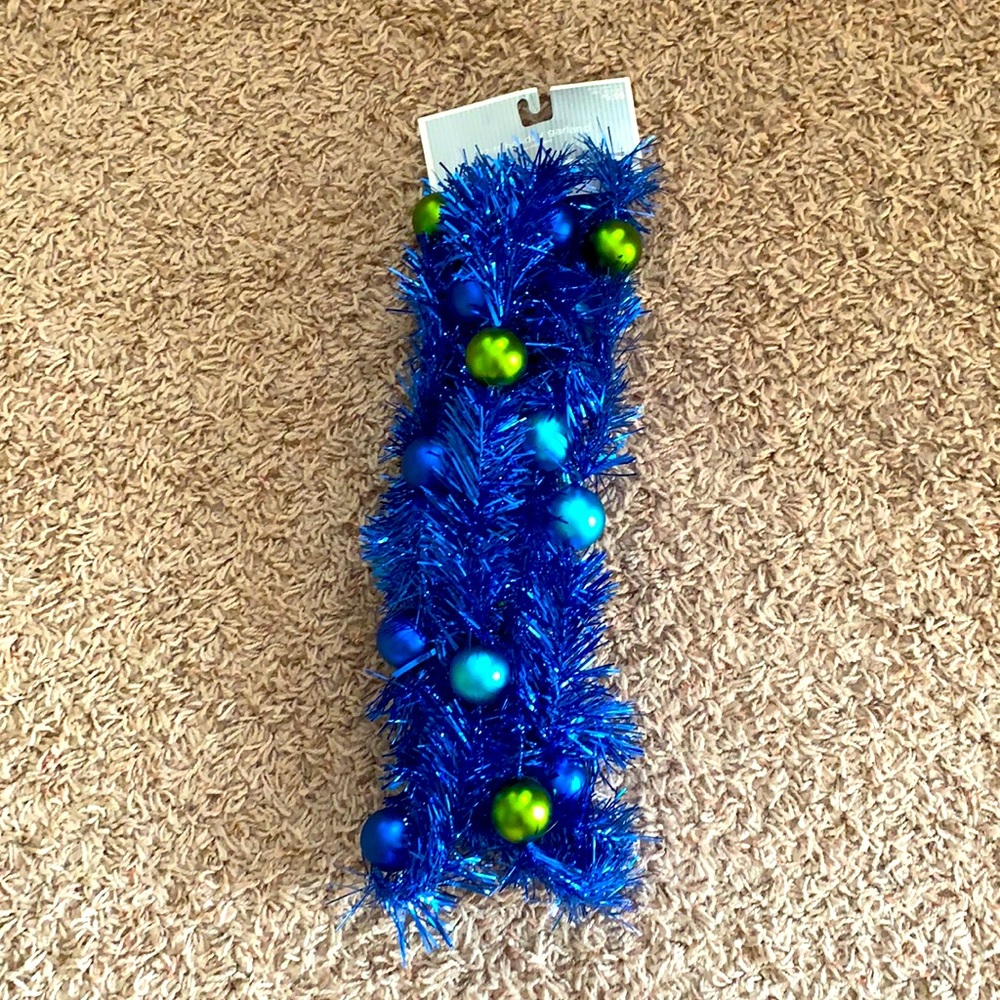Garland (2) Mantle Decor Christmas Tree Royal Blue Green New Holiday Vintage